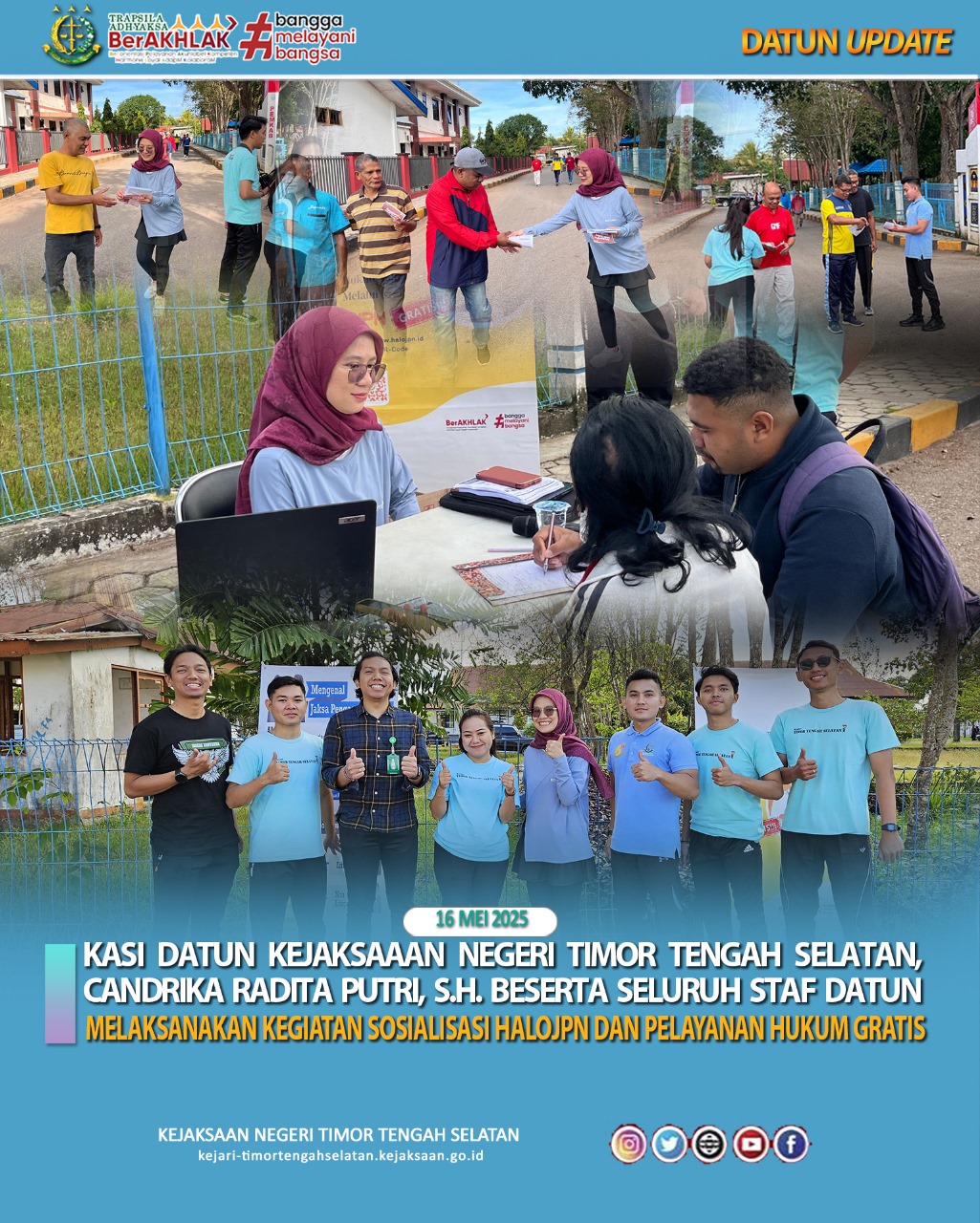 Kegiatan Sosialisasi HaloJPN Dan Pelayanan Hukum Gratis Di Area Kantor.