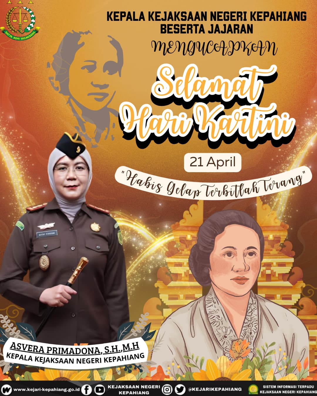 Kepala Kejaksaan Negeri Kepahiang Asvera Primadona, S.H., M.H beserta Jajaran Mengucapkan Selamat Hari Kartini.