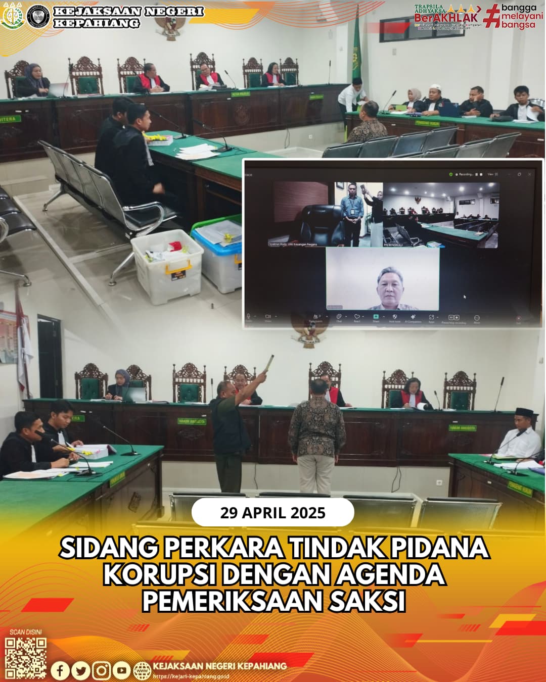 SIDANG PERKARA TINDAK PIDANA KORUPSI DENGAN AGENDA PEMERIKSAAN SAKSI