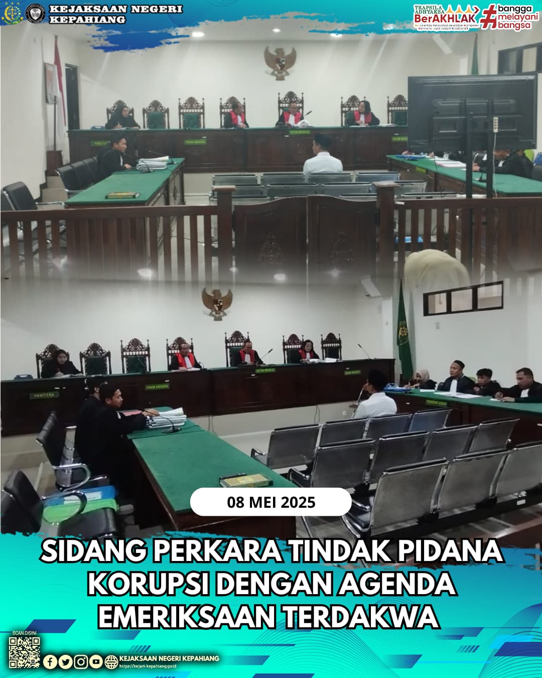 SIDANG PERKARA TINDAK PIDANA KORUPSI DENGAN AGENDA PEMERIKSAAN TERDAKWA