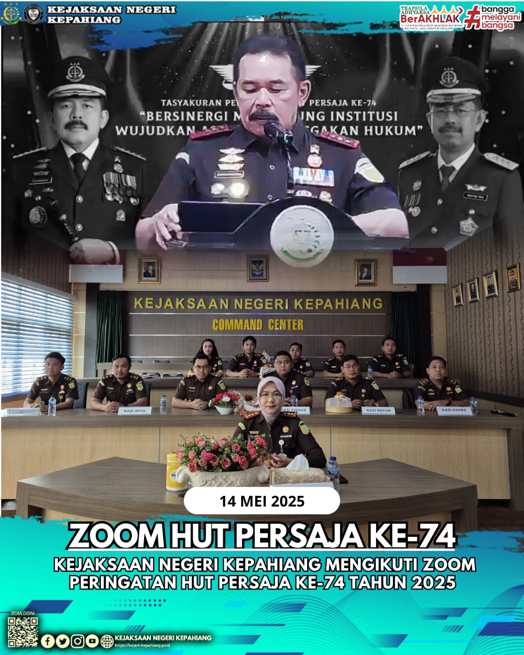 Zoom Virtual sekaligus Pemotongan Tumpeng memperingati HUT PERSAJA Ke-74 Tahun 2025.