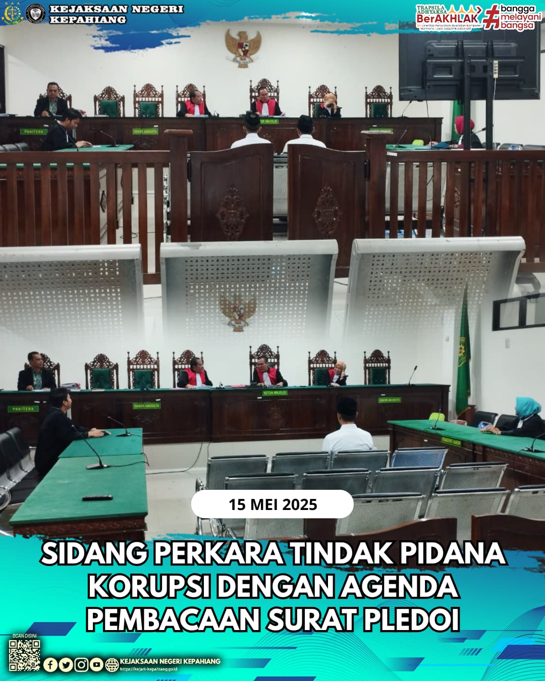 SIDANG PERKARA TINDAK PIDANA KORUPSI DENGAN AGENDA PEMBACAAN SURAT PLEDOI PERKARA TINDAK PIDANA KORUPSI
