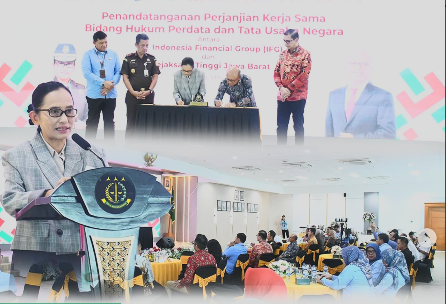 Kajati Jabar menandatangani Nota Kesepakatan bersama dan Perjanjian Kerja Sama dibidang perdata dan tata usaha negara antara Kejaksaan Tinggi Jawa Barat dengan Indonesia Financial Group IFG)