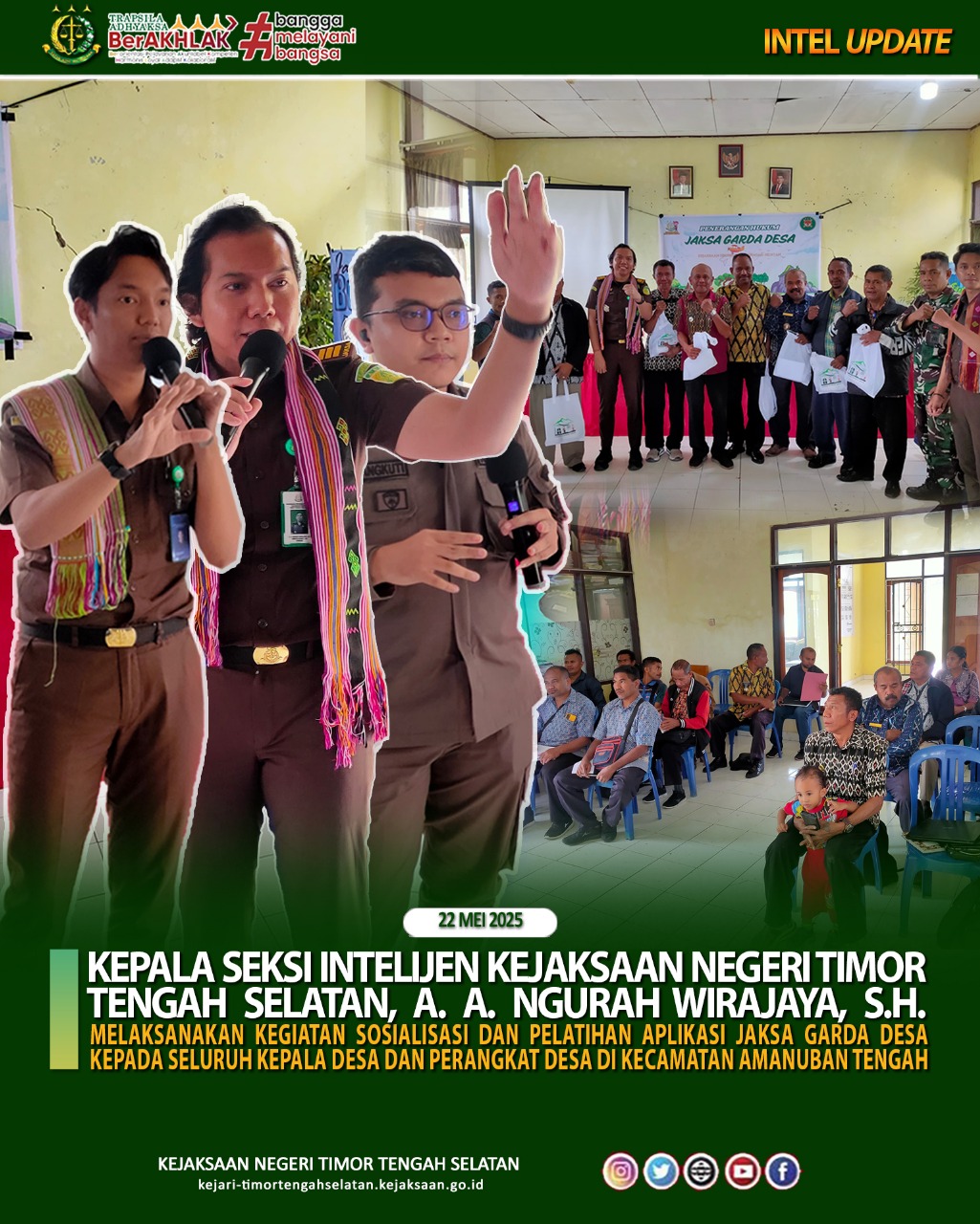 Kegiatan Sosialisasi Dan Pelatihan Aplikasi Jaksa Garda Desa Kepada Seluruh Kepala Desa Dan Perangkat Desa Di Kecamatan Kuatnana.