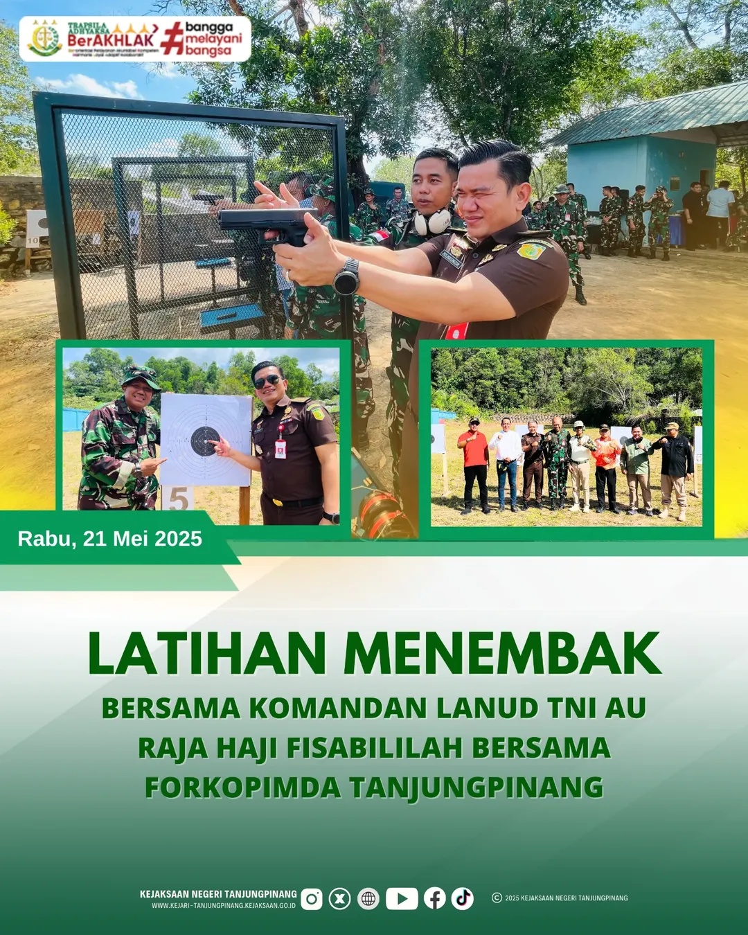 Latihan Menembak Bersama Komandan Lanud TNI AU Raja Haji Fisabililah dan Forkopimda Kota Tanjungpinang
