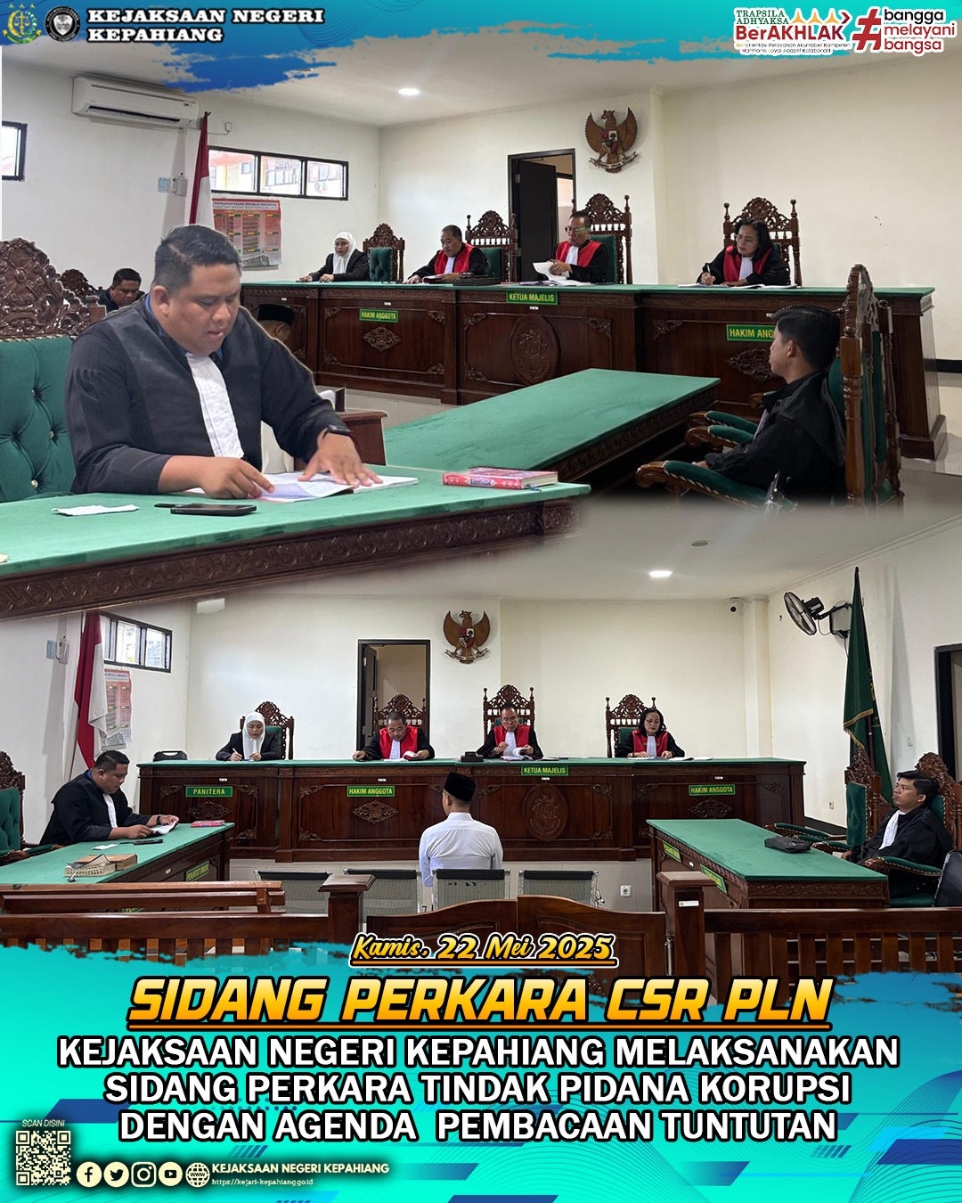 SIDANG PERKARA TINDAK PIDANA KORUPSI DENGAN AGENDA PEMBACAAN SURAT TUNTUTAN