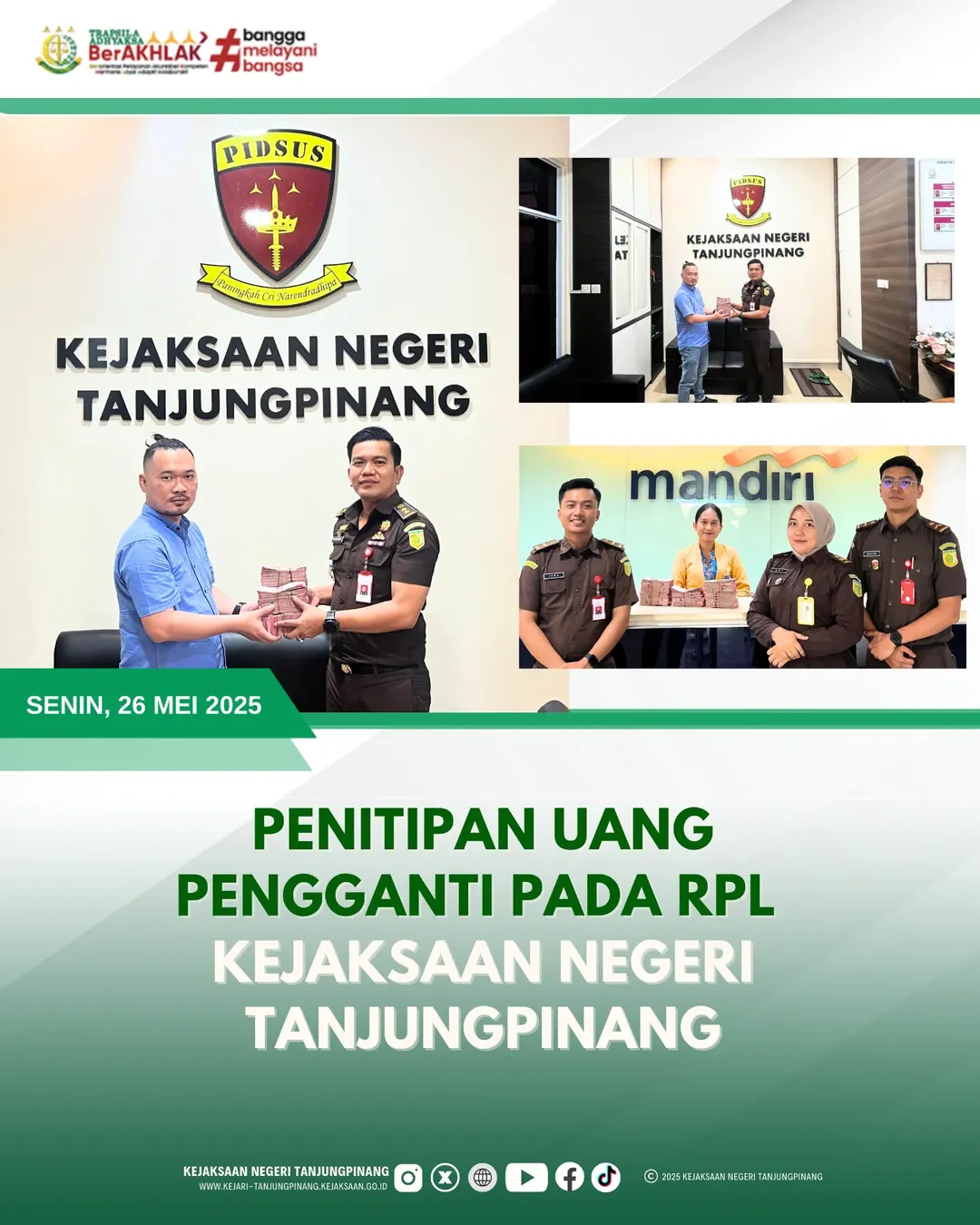 Penitipan Uang Pengganti Pada RPL Kejaksaan Negeri Tanjungpinang