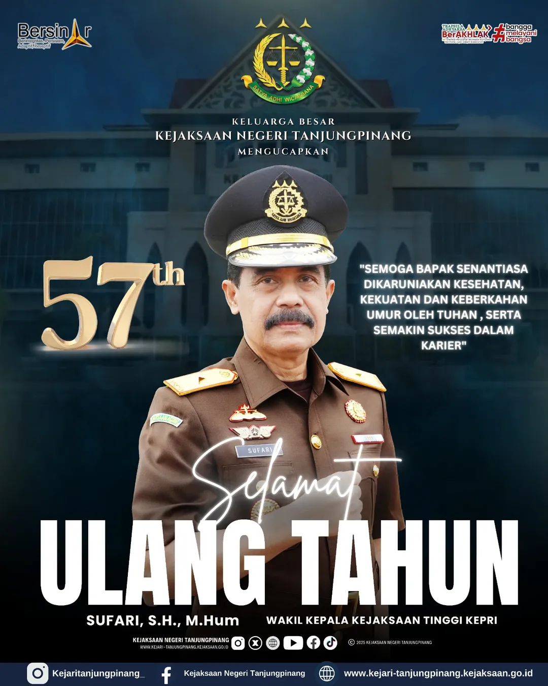 Selamat Ulang Tahun Wakil Kepala Kejaksaan Tinggi Kepulauan Riau