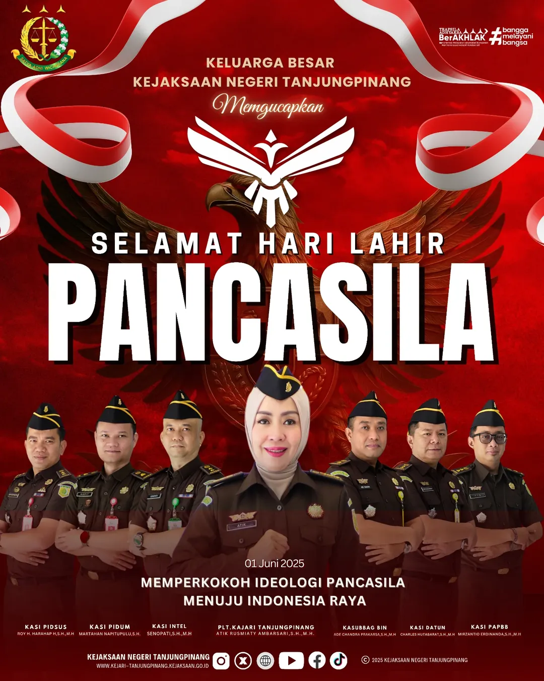 Keluarga Besar Kejaksaan Negeri Tanjungpinang Mengucapkan Selamat Hari Lahir Pancasila