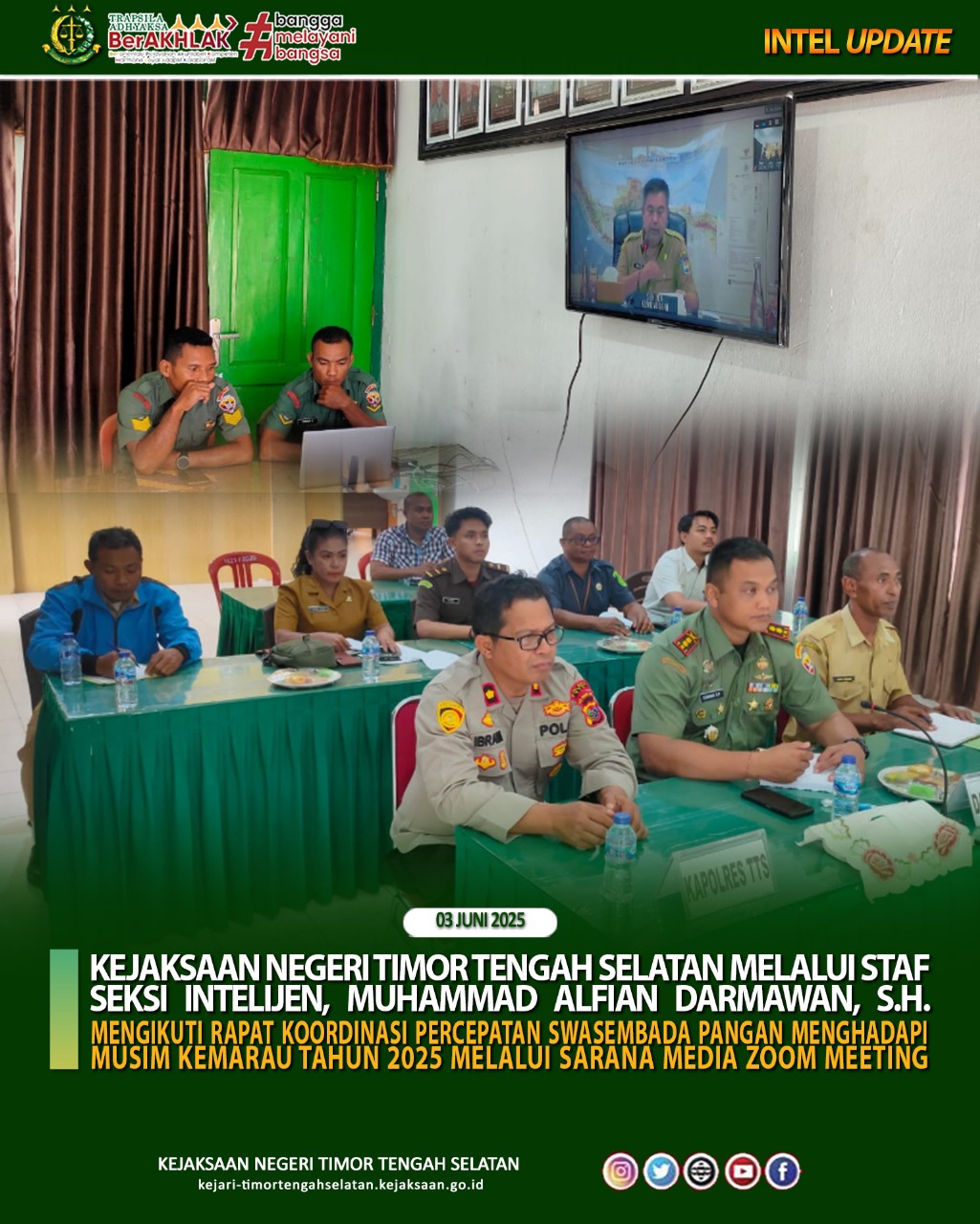 Rapat Koordinasi Percepatan Swasembada Pangan Menghadapi Musim Kemarau Tahun 2025 yang diselenggarakan secara daring melalui aplikasi Zoom