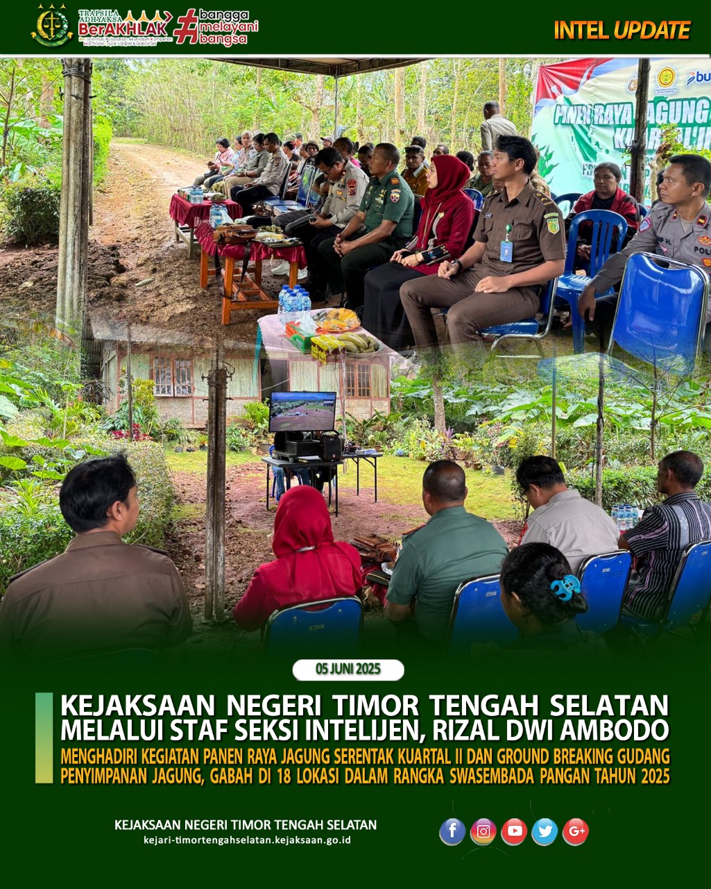 Kegiatan Panen Raya Jagung Serentak Kuartal II Dan Ground Breaking Gudang Penyimpanan Jagung, Gabah Di 18 Lokasi Dalam Rangka Swasembada Pangan Tahun 2025.
