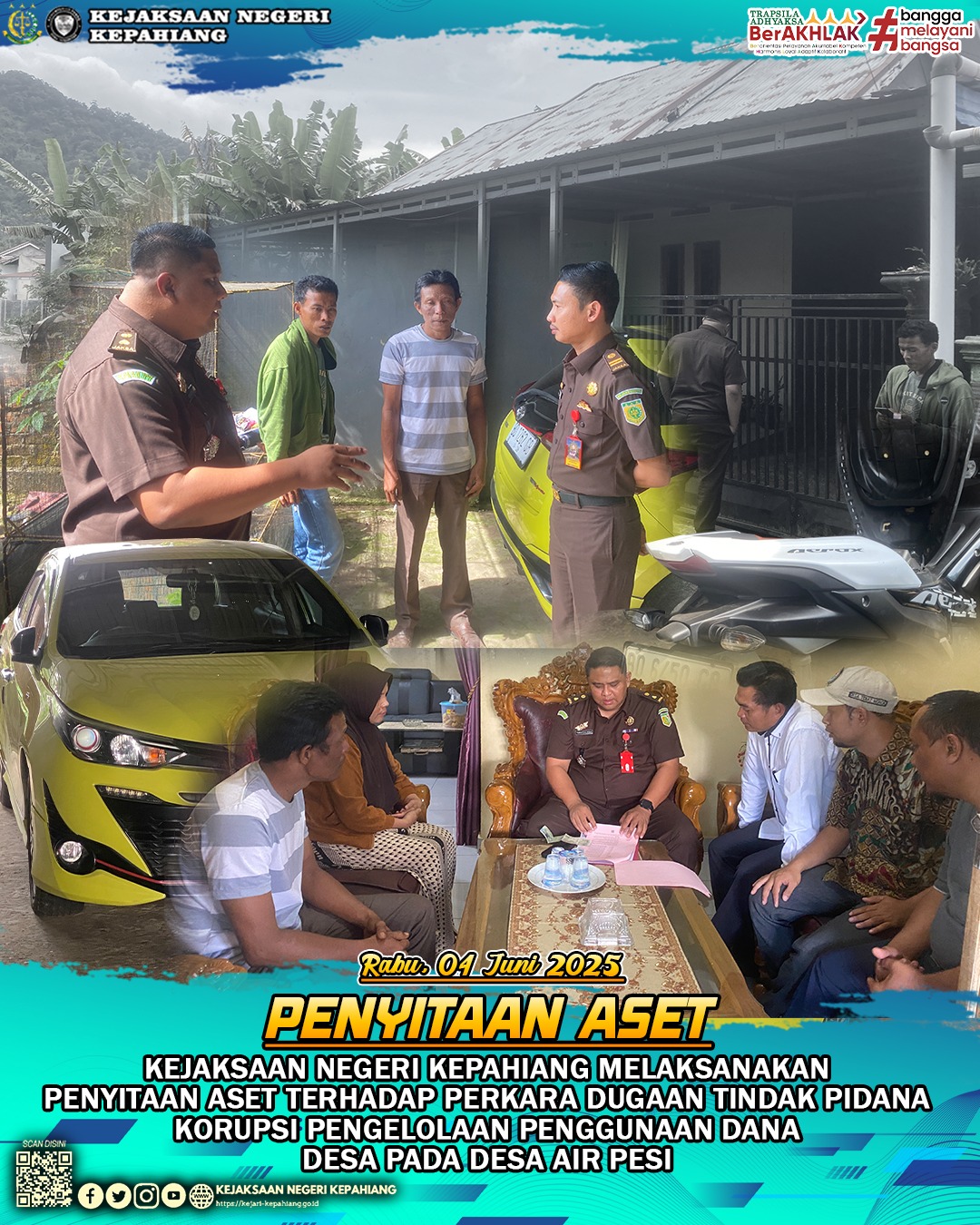 PENYITAAN ASET TERHADAP PERKARA DUGAAN TINDAK PIDANA KORUPSI PENGELOLAAN PENGGUNAAN DANA DESA PADA DESA AIR PESI