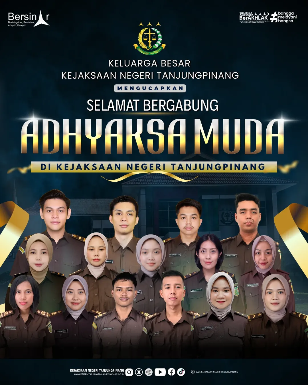 Keluarga Besar Kejaksaan Negeri Tanjungpinang Mengucapkan Selamat Bergabung Adhyaksa Muda di Kejaksaan Negeri Tanjungpinang