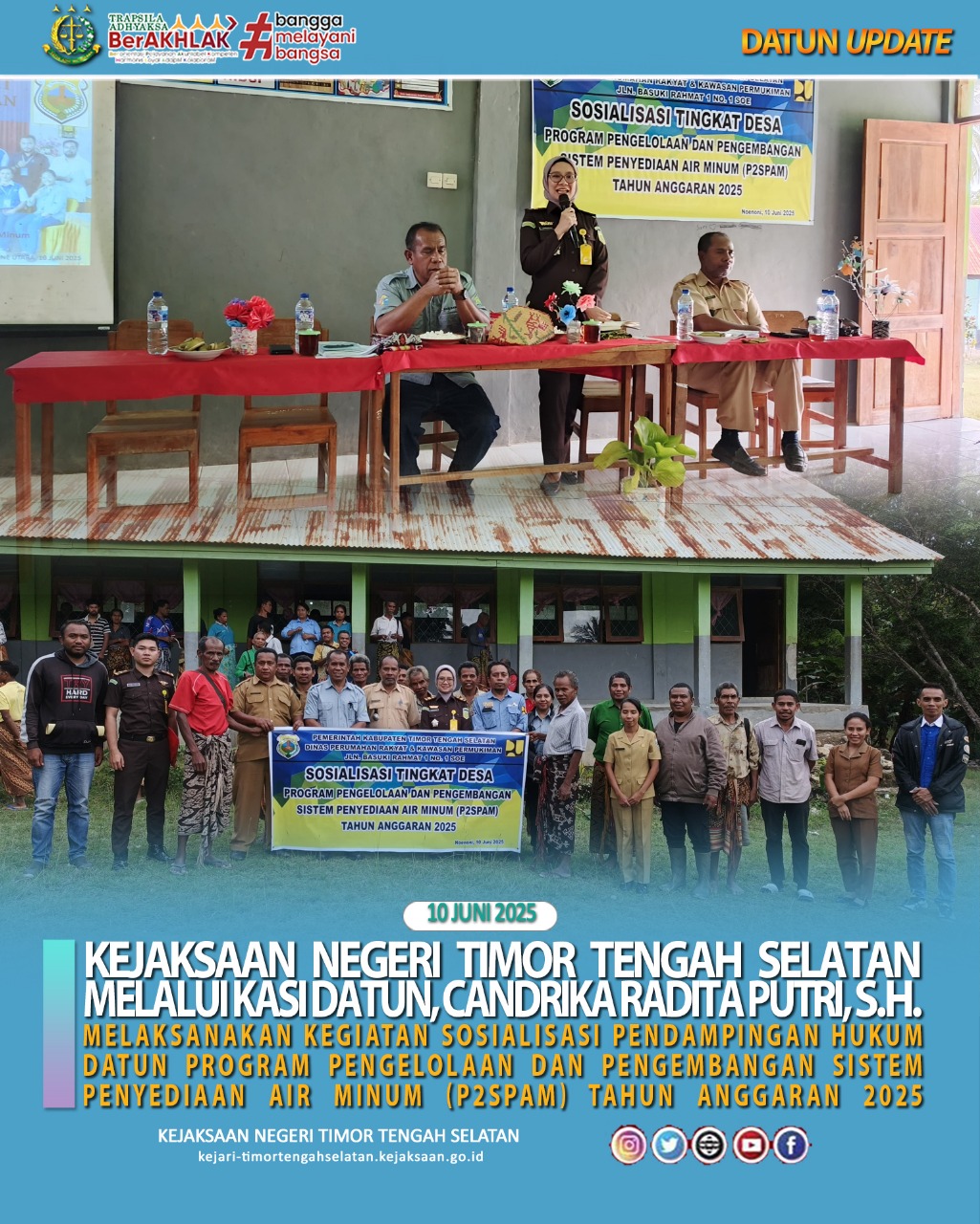 Kegiatan Sosialisasi Tingkat Desa Program Pengelolaan Dan Pengembangan Sistem Penyediaan Air Minum P2SPAM) Tahun Anggaran 2025 Dan Melakukan Sosialisasi Pentingnya Pendampingan Pengelolaan Dana Desa Kepada Aparat Desa Noenino, Desa Pene Utara.