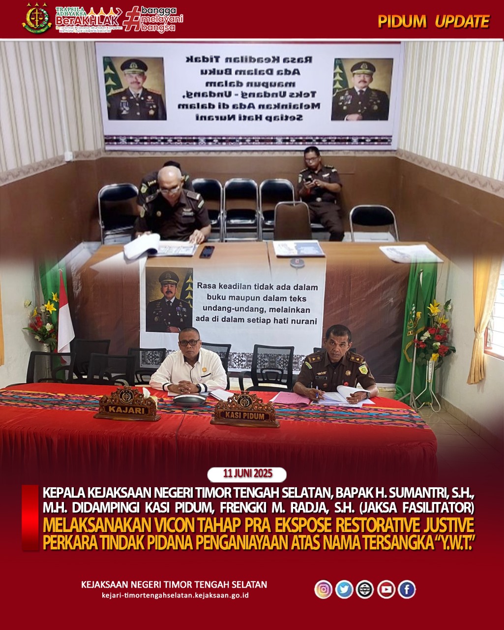 Vicon Tahap Pra Ekspose Restorative Justive Perkara Tindak Pidana Penganiayaan Atas Nama Tersangka “Y.W.T.” Melalui Sarana Media Zoom Meeting.