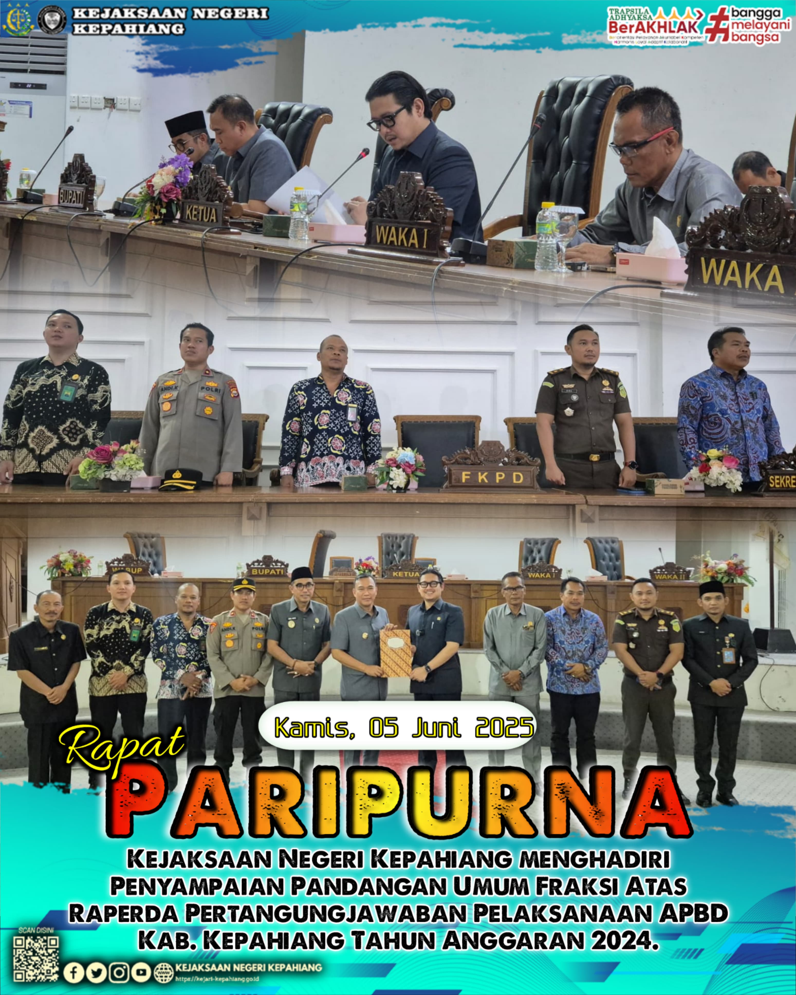RAPAT PARIPURNA PENYAMPAIAN PANDANGAN UMUM FRAKSI ATAS RAPERDA PERTANGUNGJAWABAN PELAKSANAAN APBD KAB. KEPAHIANG TAHUN ANGGARAN 2024