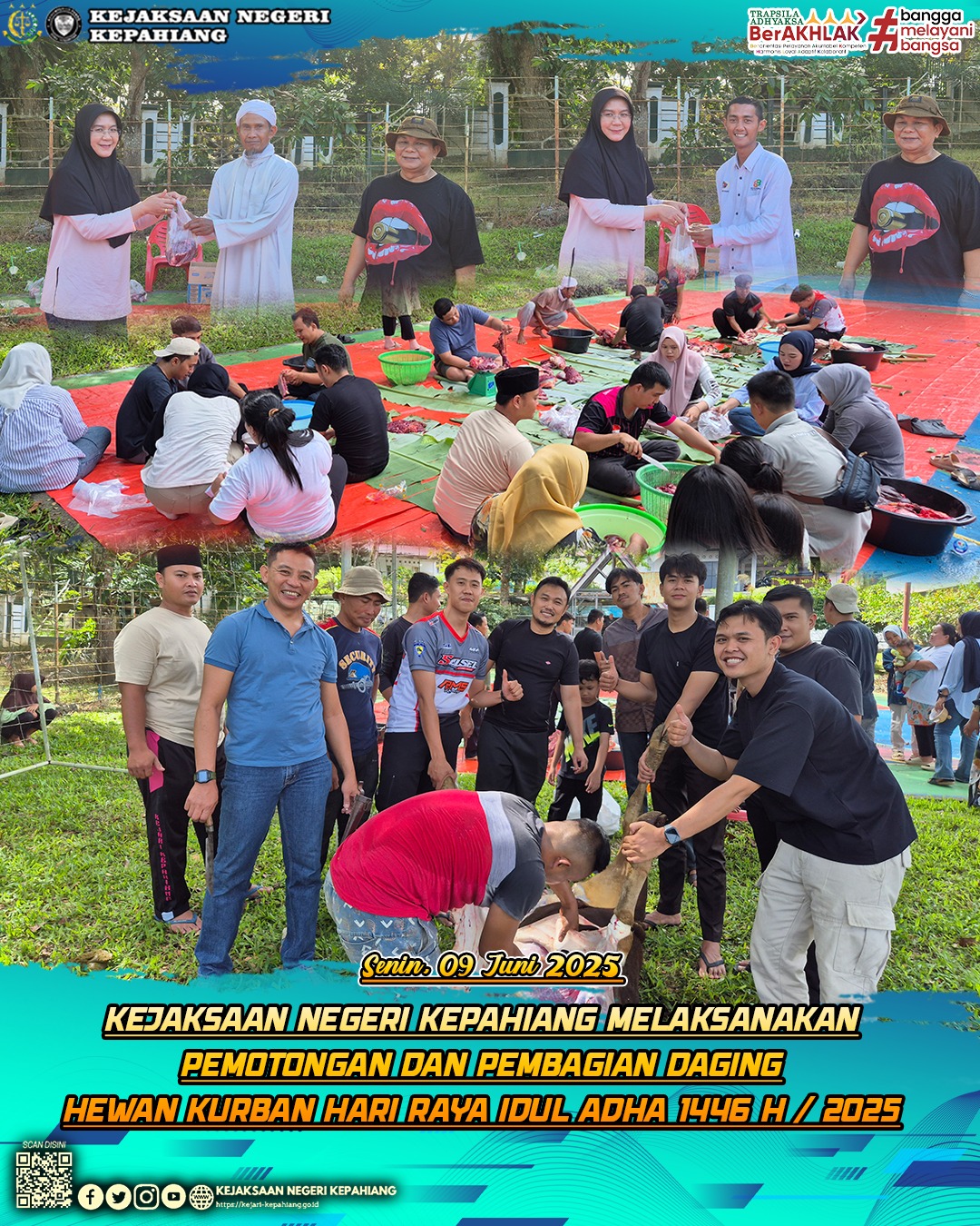 pemotongan dan pembagian daging hewan kurban dalam rangka hari raya idul adha 1446 H  Tahun 2025