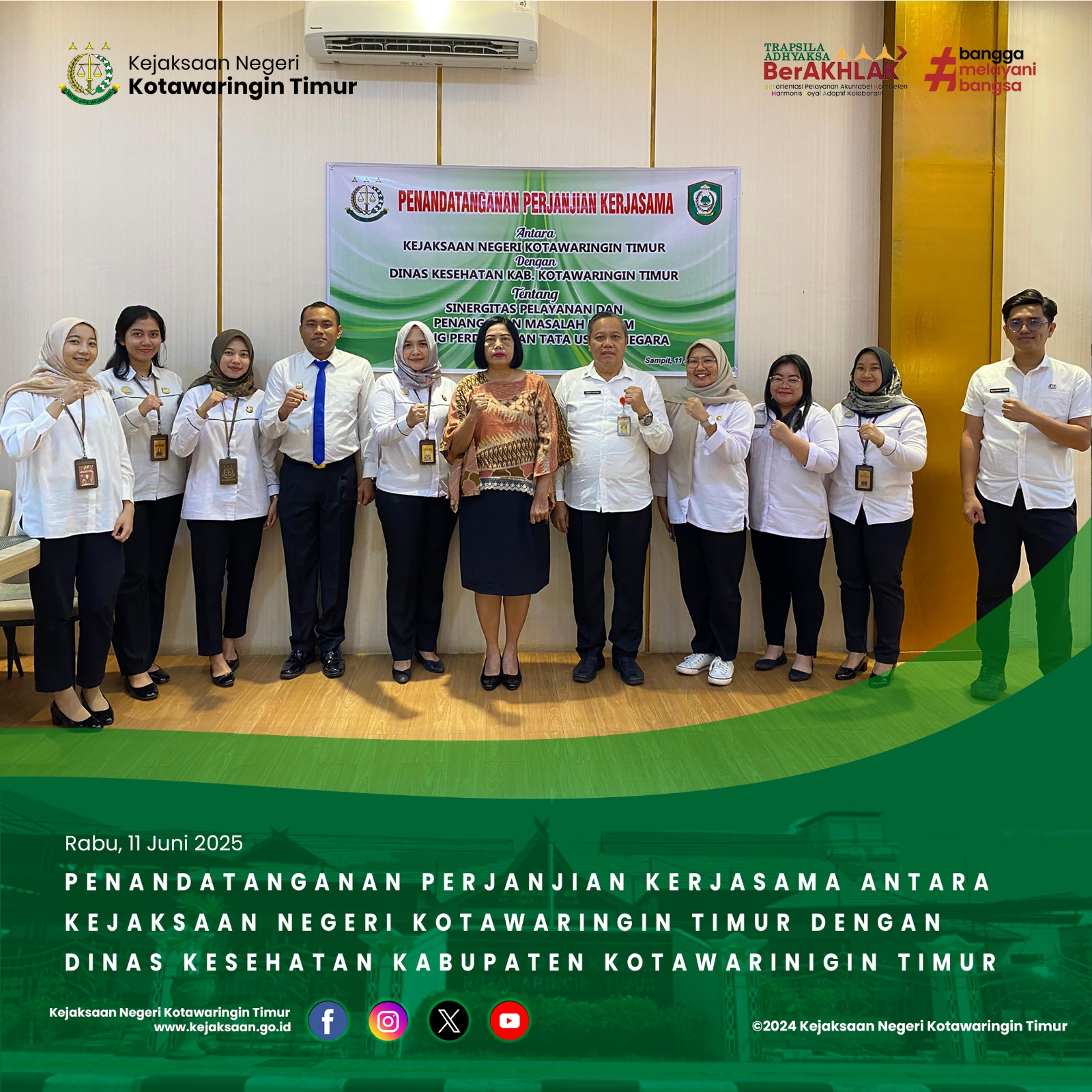 penandatanganan Perjanjian Kerjasama antara kejaksaan negeri kotawaringin timur dengan Dinas Kesehatan Kabupaten Kotawaringin Timur.