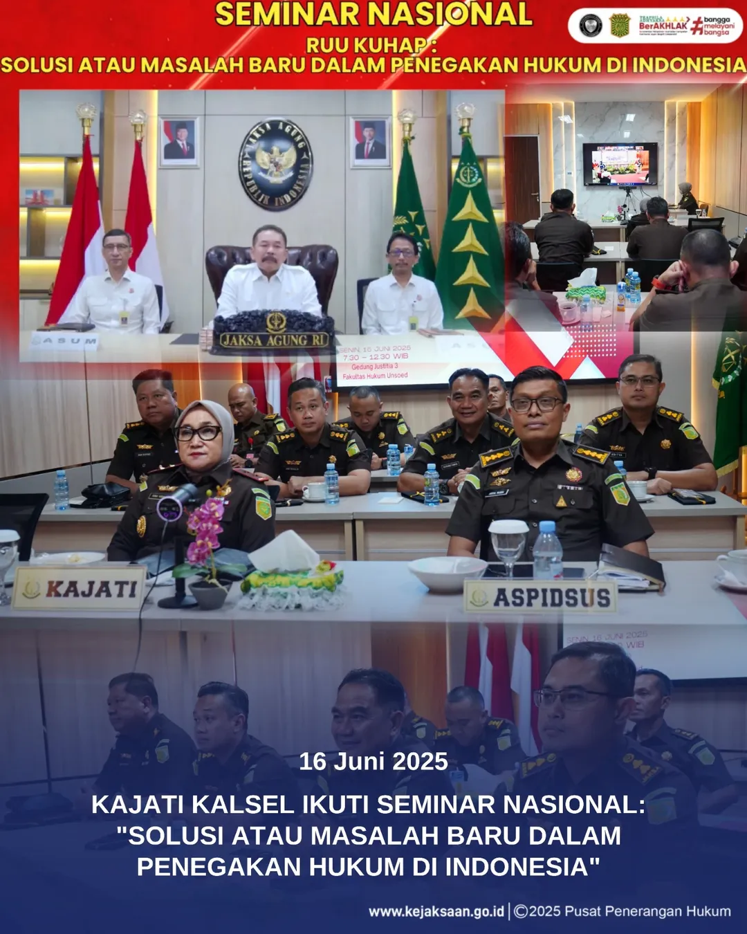 Kajati Kalsel ikuti Seminar Nasional Solusi atau masalah baru dalam penegakan hukum di Indonesia