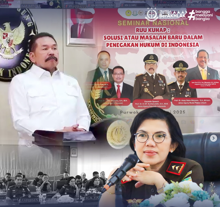 Kepala Kejaksaan Tinggi Sumatera Barat Ibu Yuni Daru Winarsih, S.H., M.Hum., beserta jajaran mengikuti secara daring Seminar Nasional bertema “RUU KUHAP: Solusi atau Masalah Baru dalam Penegakan Hukum di Indonesia”