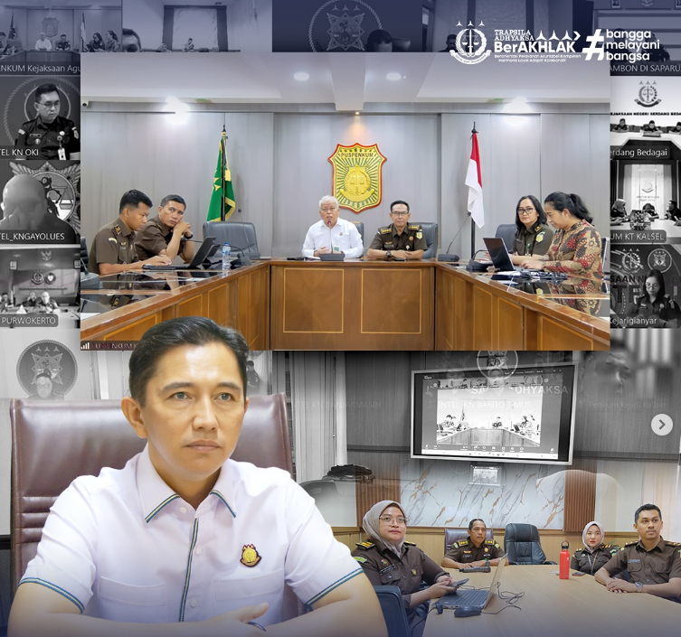 Asisten Intelijen Kejati Sumbar Dr. Efendri Eka Saputra, S.H., M.H., Kepala Seksi Penerangan Hukum Mhd. Rasyid, S.H., M.H., beserta jajaran Penkum Kejaksaan Tinggi Sumatera Barat mengikuti kegiatan Monitoring dan Evaluasi Monev) Pengelolaan SP4N-LAPOR
