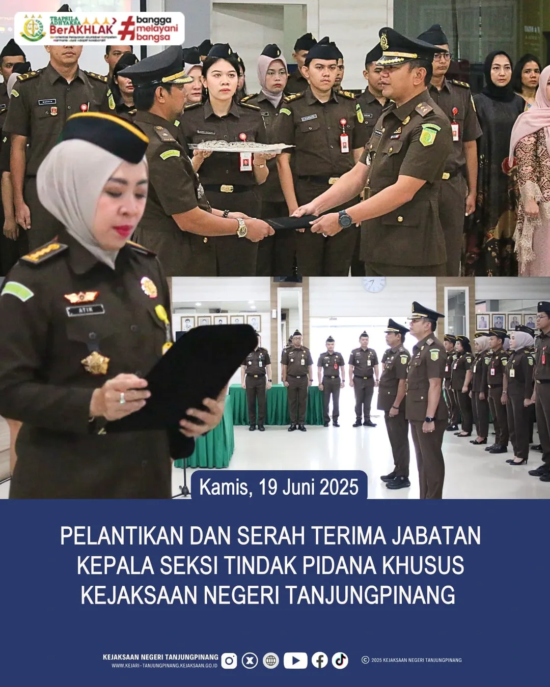Pelantikan dan Serah Terima Jabatan Kepala Seksi Tindak Pidana Khusus Kejaksaan Negeri Tanjungpinang