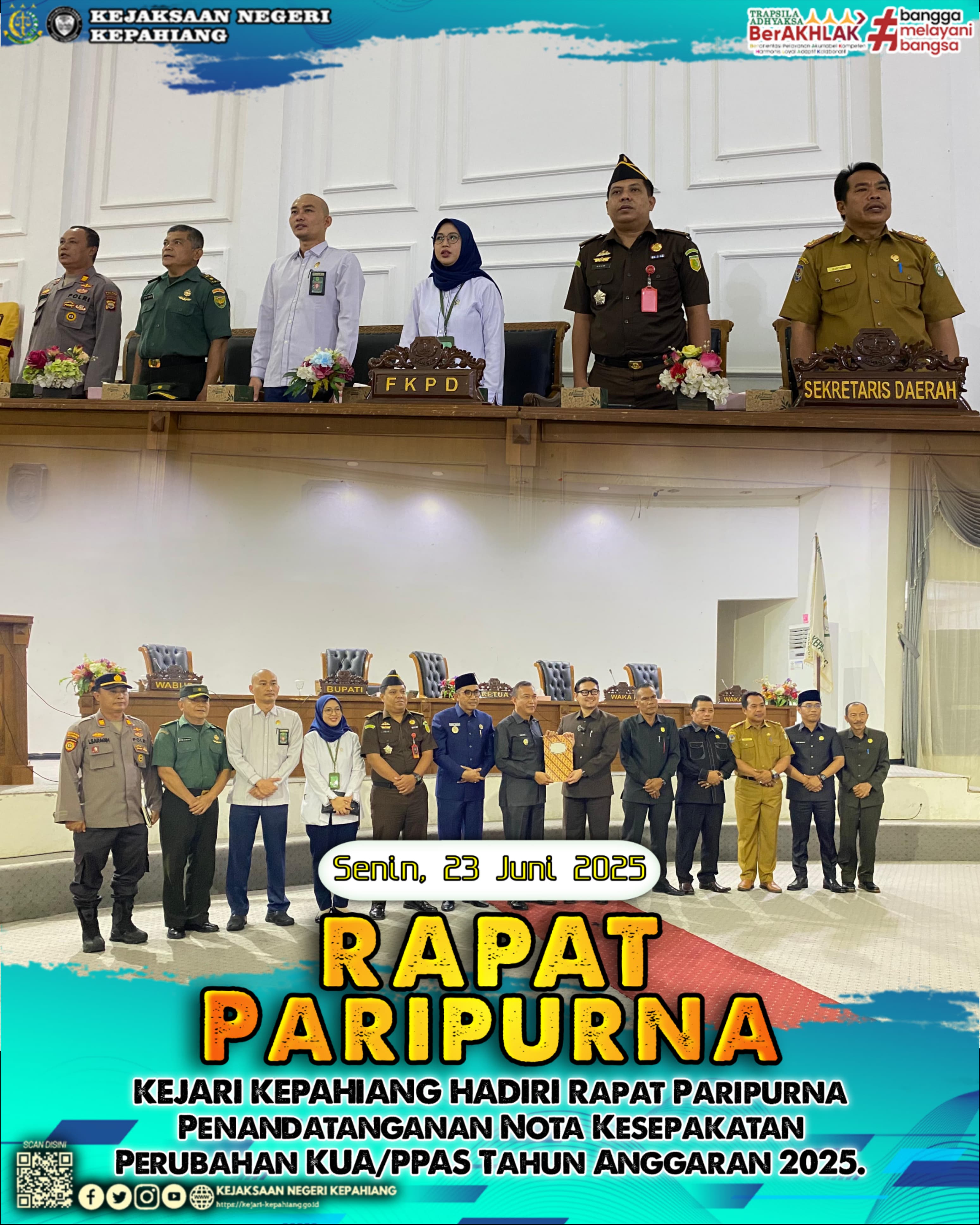 KEJARI KEPAHIANG HADIRI RAPAT PARIPURNA PENANDATANGANAN NOTA KESEPAKATAN PERUBAHAN KUAPPAS TAHUN ANGGARAN 2025