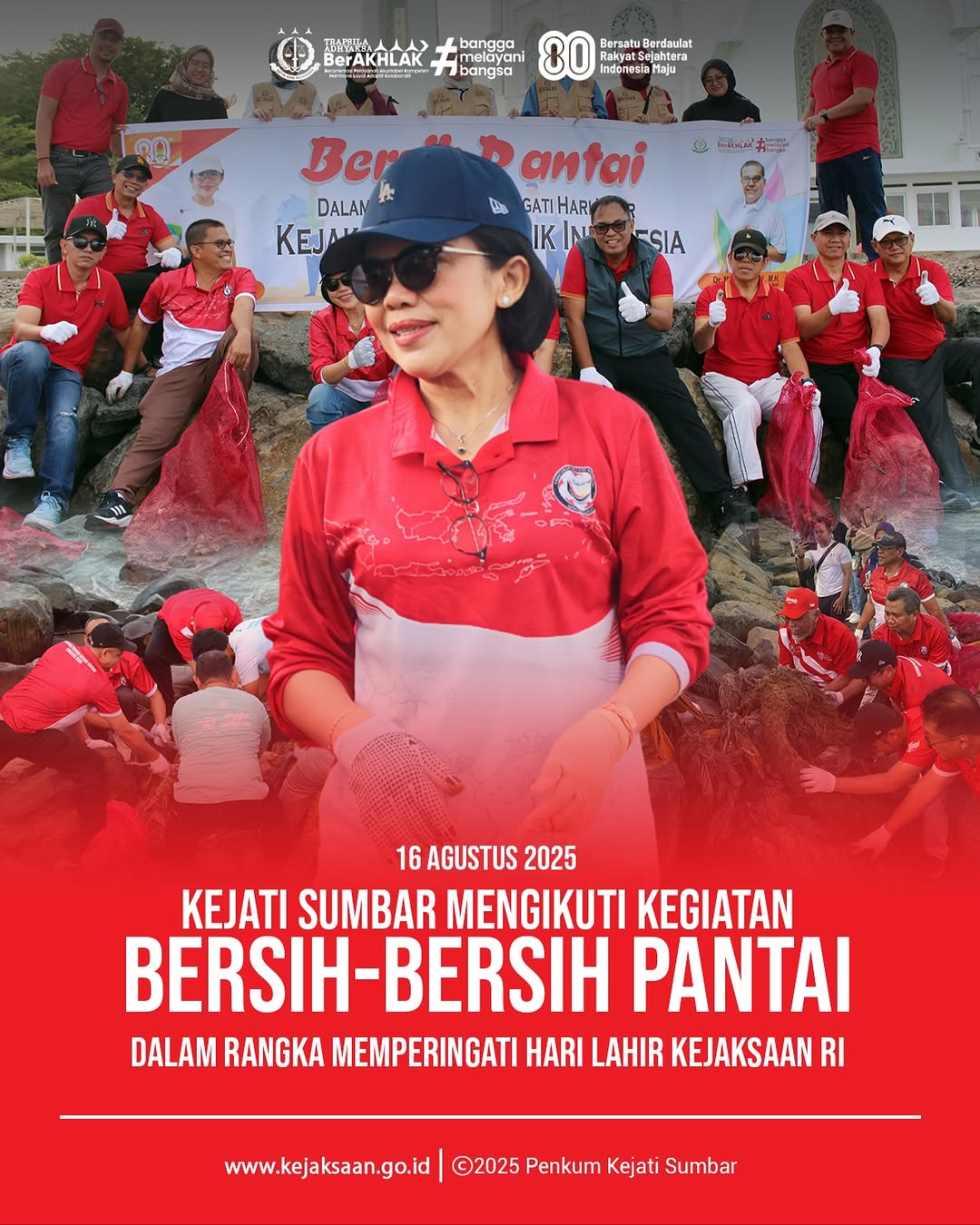 kegiatan Bersih-Bersih Pantai dalam rangka menyambut Hari Lahir Kejaksaan RI ke-80