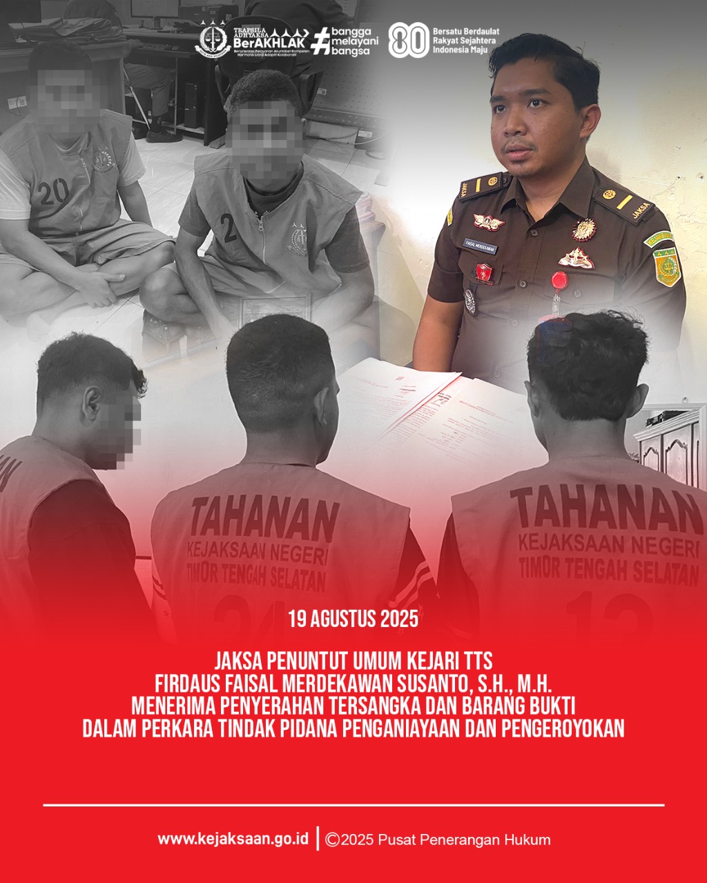 Tahap II penyerahan Tersangka dan Barang Bukti dari Polres TTS ke Kejari TTS dengan Tersangka a.n. “W.R.P.A”, “Y.T”, “T.B”, “R.B.”, “D.B”, “N.N” dalam perkara Tindak Pidana Penganiayaan