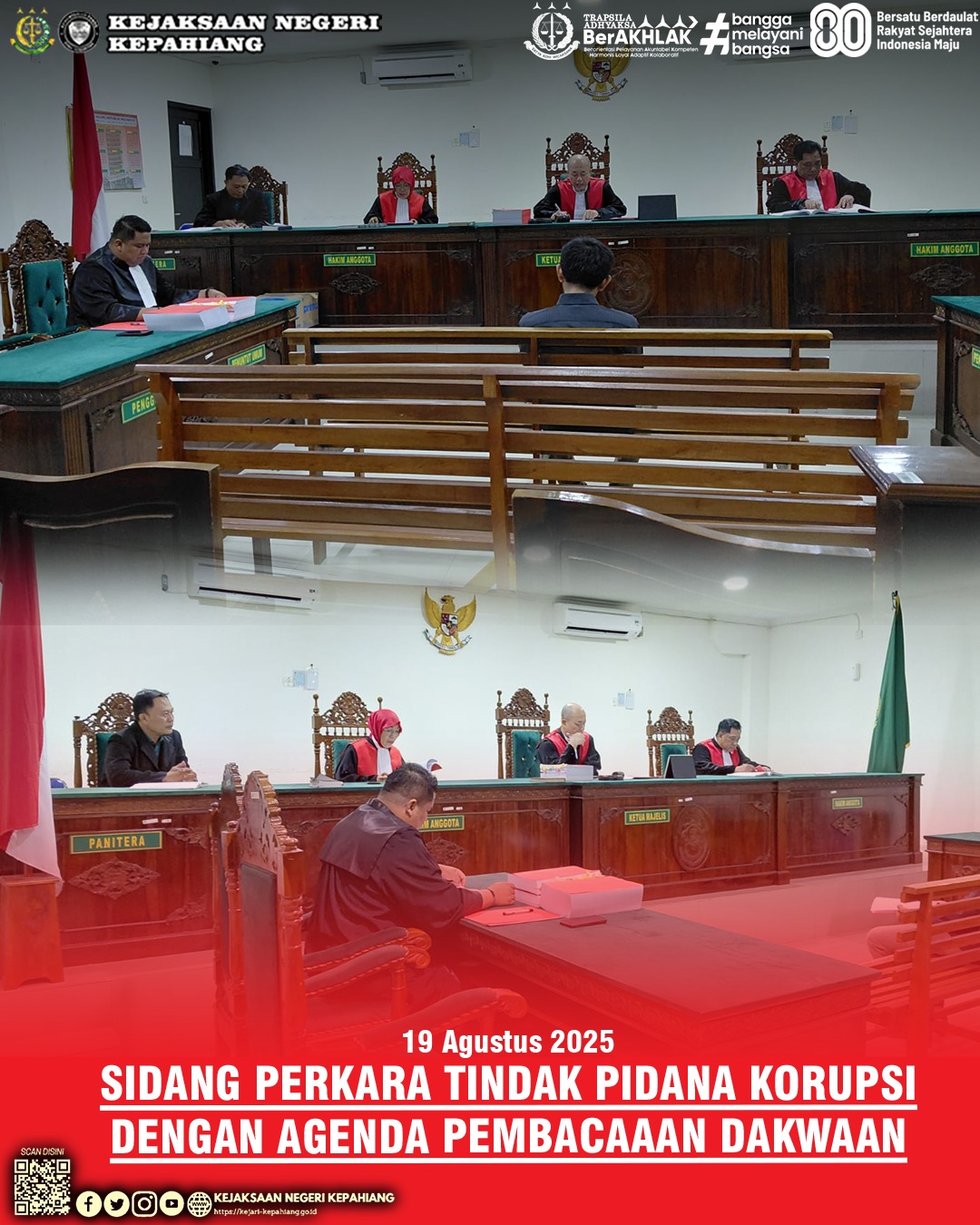SIDANG PERKARA TINDAK PIDANA KORUPSI DENGAN AGENDA PEMBACAAN DAKWAAN