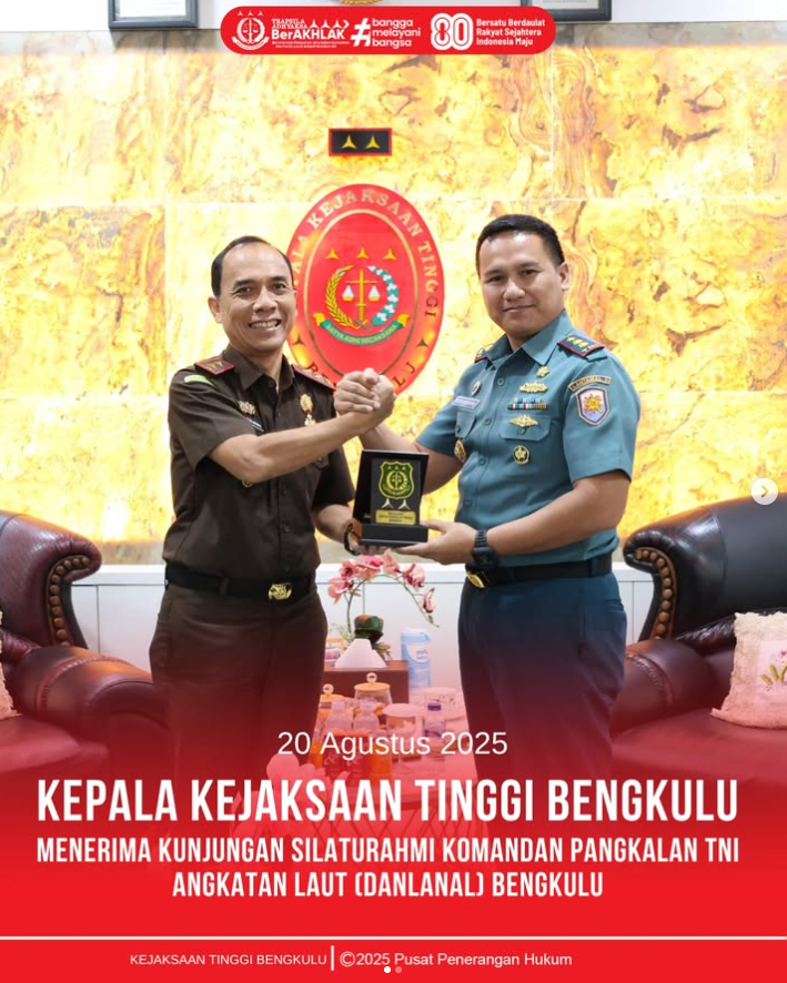 DANLANAL BENGKULU PAMIT KEPADA KEPALA KEJAKSAAN TINGGI BENGKULU