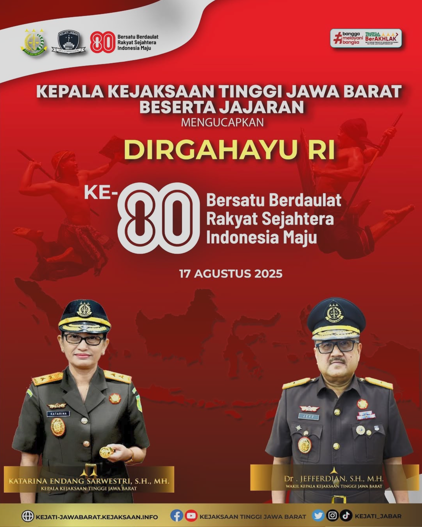 Dirgahayu Republik Indonesia ke-80 Bersatu Berdaulat Rakyat Sejahtera Indonesia Maju