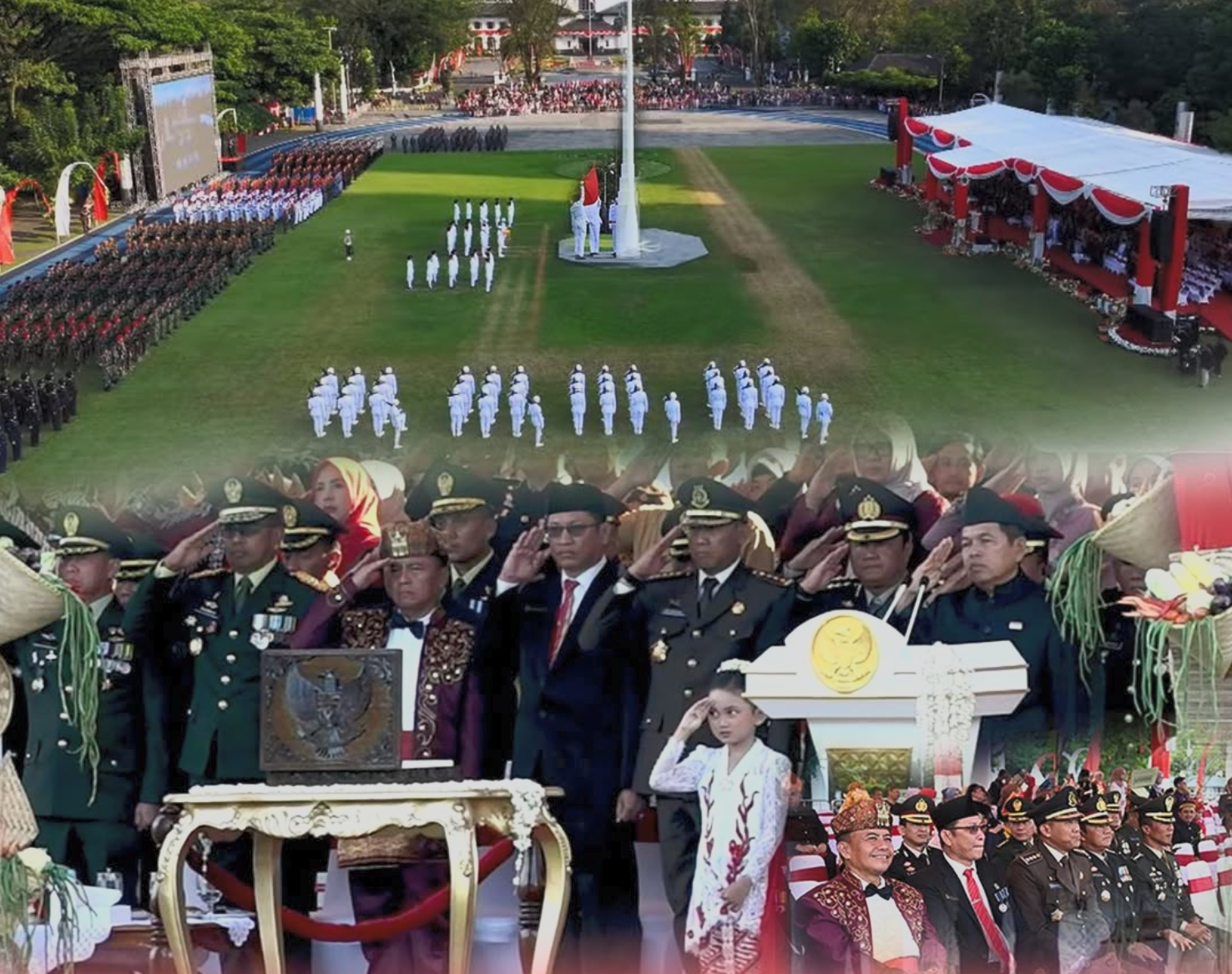 Upacara penurunan Bendera Sang Merah Putih dalam rangka Peringatan Hari Kemerdekaan Republik Indonesia Ke-80 Tahun 2025