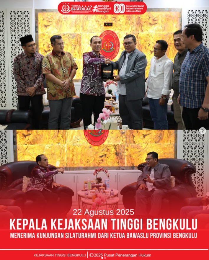Kejaksaan Tinggi Bengkulu Terima Kunjungan Silaturahmi dari Ketua Bawaslu Provinsi Bengkulu