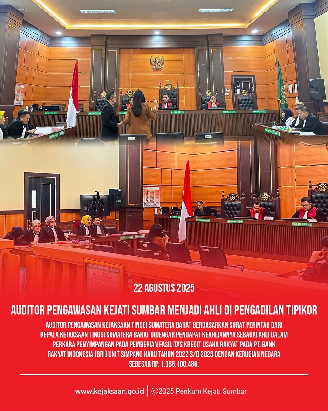 Penyimpangan Pada Pemberian Fasilitas Kredit Usaha Rakyat Pada PT. Bank Rakyat Indonesia BRI) Unit Simpang Haru Tahun 2022 sd 2023 dengan Kerugian Negara sebesar Rp. 1.986.100.486