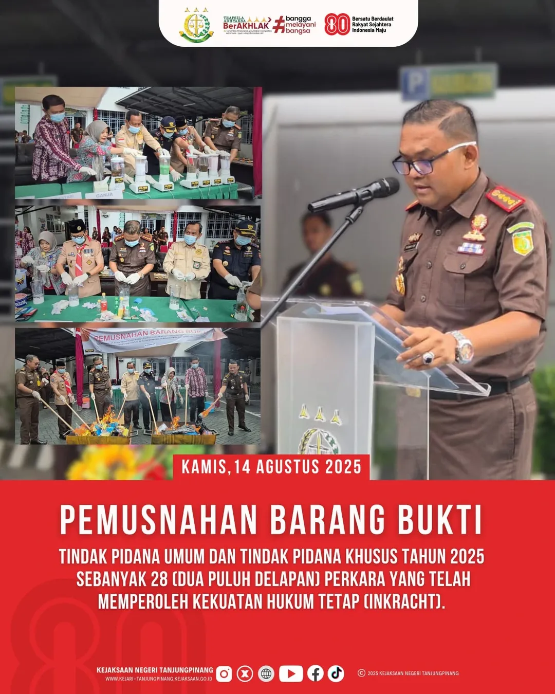 Pemusnahan Barang Bukti Tindak Pidana Umum dan Tindak Pidana Khusus Tahun 2025