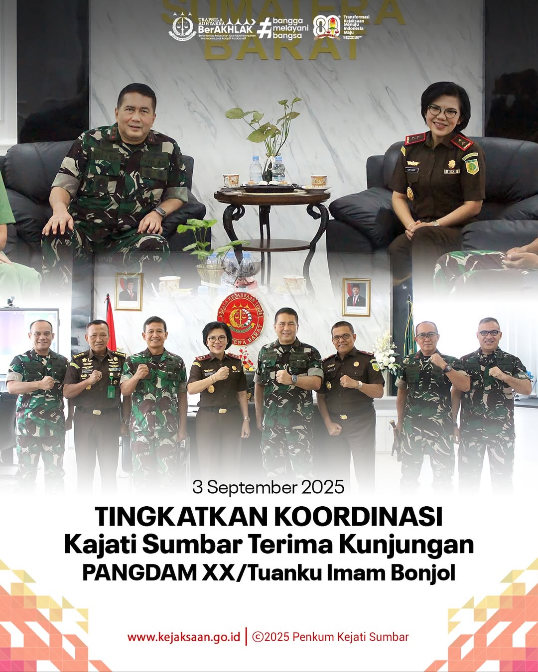 Kunjungan silaturahmi dari Panglima Komando Daerah Militer Pangdam) XXTuanku Imam Bonjol, Mayjen TNI Arief Gajah Mada,S.E., M.M.,