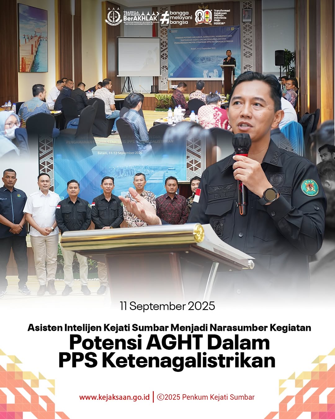 Asisten Intelijen Kejati Sumbar Menjadi Narasumber Kegiatan Potensi AGHT Dalam PPS Ketenagalistrikan