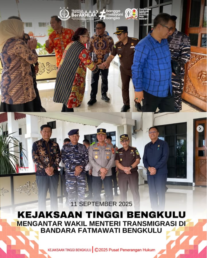 Kejaksaan Tinggi Bengkulu Mengantar Wakil Menteri Transmigrasi di Bandara Fatmawati Bengkulu