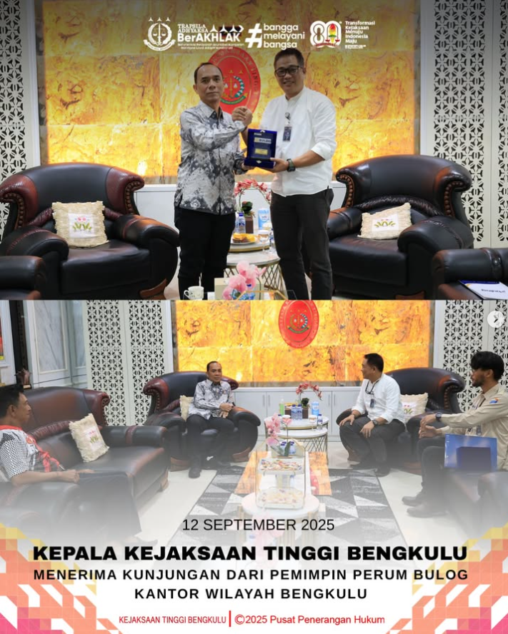 Kepala Kejaksaan Tinggi Bengkulu Menerima Kunjungan Dari Perum Bulog Provinsi Bengkulu