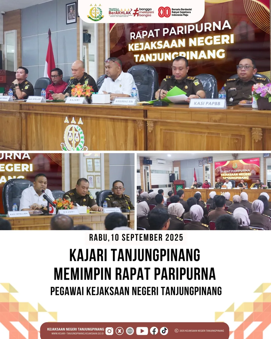 Kajari Tanjungpinang Memimpin Rapat Paripurna Pegawai Kejaksaan Negeri Tanjungpinang