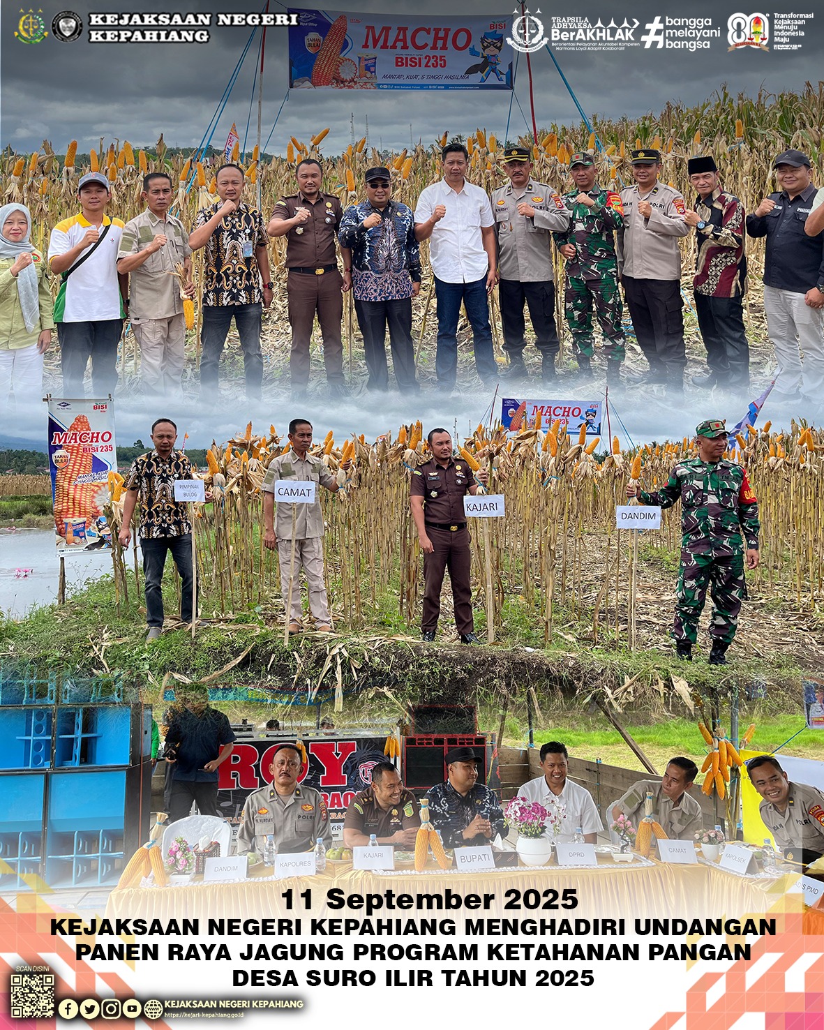 PANEN RAYA JAGUNG DALAM RANGKA PROGRAM KETAHANAN PANGAN DI DESA SURO ILIR KABUPATEN KEPAHIANG TAHUN 2025