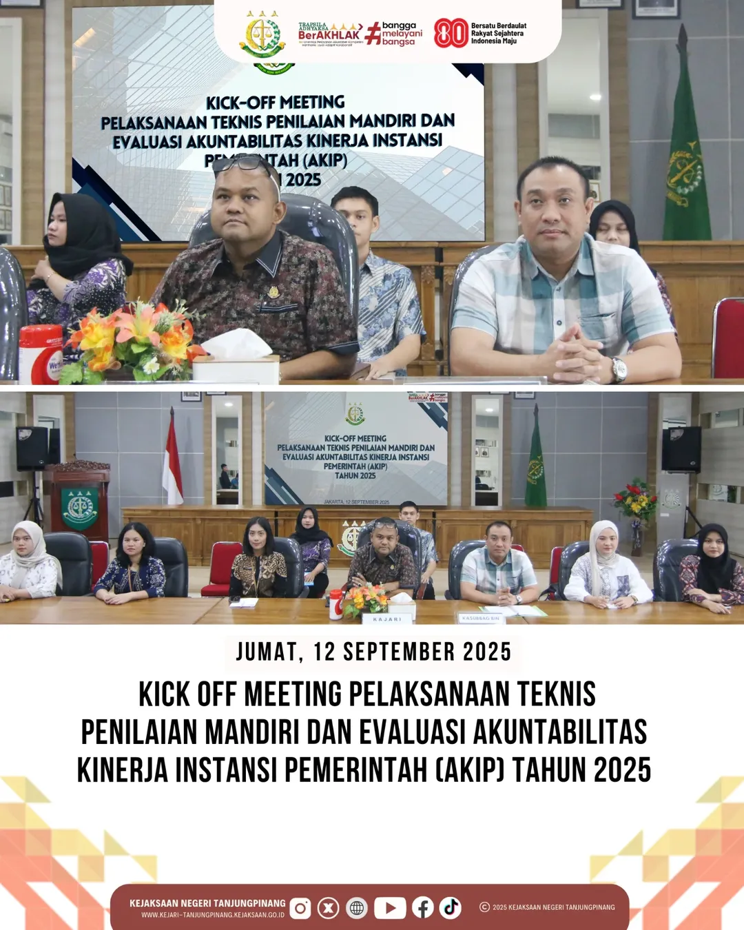 Vicon Kick Off Meeting Pelaksanaan Teknis Penilaian Mandiri dan Evaluasi Akuntabilitas Kinerja Instansi Pemerintah AKIP) Tahun 2025