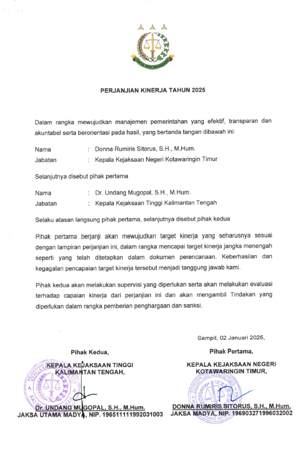 PERJANJIAN KINERJA TAHUN 2025