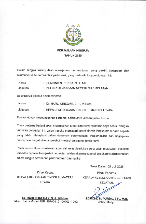 PERJANJIAN KINERJA TAHUN 2025