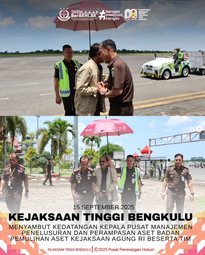 Kejaksaan Tinggi Bengkulu Menyambut Kepala Pusat Manajemen Penelusuran dan Perampasan Aset Badan Pemulihan Aset Kejaksaan Agung RI Beserta TIM