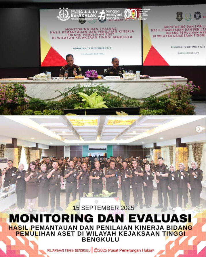 Monitoring dan Evaluasi Hasil Pemantauan dan Penilaian Kinerja Bidang Pemulihan Aset di Wilayah Kejaksaan Tinggi Bengkulu