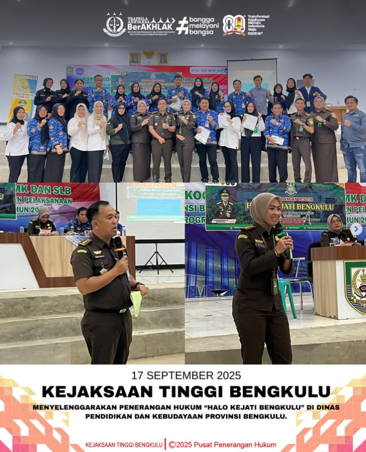 Kejaksaan Tinggi Bengkulu Menyelenggarakan Penerangan Hukum “Halo Kejati Bengkulu di Dinas Pendidikan dan Kebudayaan Provinsi Bengkulu