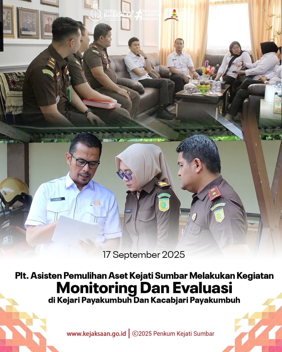 Plt Asisten Pemulihan Aset Melakukan Monitoring Dan Evaluasi di Kajari Payakumbuh dan Kacabjari Payakumbuh