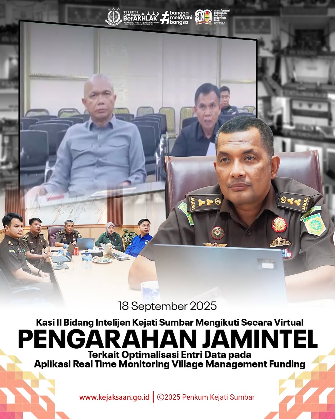 Kasi II Bidang Intelijen Mengikuti Secara Virtual Pengarahan JAM INTEL Terkait Optimalisasi Entri Data Pada Aplikasi Real Time Monitoring Village Management Funding